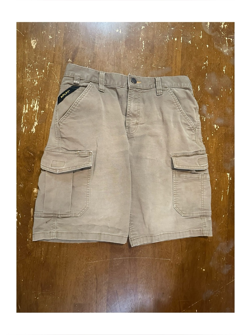 Ariat Men’s Rebar M4 Relaxed DuraStretch Field Khaki Cargo Shorts Size 30 Waist